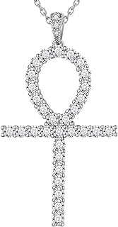 Clasp-Style Egyptian Ankh Cross Jewelry Set with Cubic Zirconia Details, Perfect for Men and Women, Key of Life Design, Crafted with 925 Sterling Silver