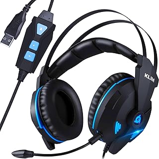 KLIM Impact V2 Gaming-Headset mit 7.1 Surround-Sound und hochwertigen Klangbässen, Geräuschabschirmung und abnehmbarem Mikrofon, ideal für PC, PS5 und erwachsene Gamer