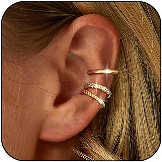 Ear Cuff Earrings for Women Trendy Crystal Non Piercing Gold Clip on Earrings for Teen Girl Gifts 14k Gold Plated Earrings Mother's Day Gift Ideas