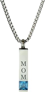 Mom Quantum Blue Crystal Urn Pendant with Personalized Engraving Memorial Ash Cremation Jewelry