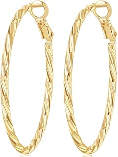 14K Gold Hoops Gold Earrings Hoops Large Gold Hoop Earrings for Women Unique Textured Slash Design Big Hoop Earrings Gold Jewelry 40mm*2mm