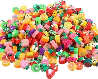 UUYYEO Fruit Bracelet Beads in Clay with Spacer Charms for Jewelry Making - Round Design, 100 Pcs