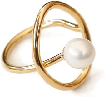 HUASAI Pearl Ring for Women Dainty Pearl Rings Gold Baroque Pearl Rings Adjustable Open Ring Dainty Fashion Rings Wedding Promise Statement Rings for Teen Girls
