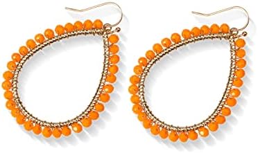 Bohemian Alloy French Wire Earrings, Orange Beaded Drop Design for Women, Lightweight and Hypoallergenic Dangle Earrings
