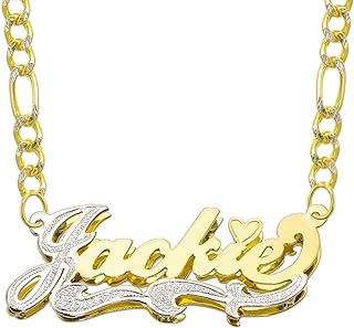 14K Two Tone Gold Personalized Double Plate 3D Name Necklace - Style 2 - Customize Any Name
