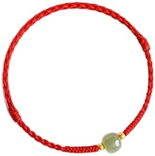 LRESJJIUJ 14K Gold Plated Good Luck Red Cord Bracelet Jadeite Bracelet, Lucky Jade Bracelet, Wish Bracelet, Protection Bracelet, Red string, Amulet Anklet for Protection and Luck Amulet