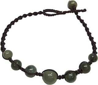 Lobster Claw Clasp Men's Hemp Anklet with Cord Chain and Jade Beads, Ideal for Men and Women - Green Feng Shui Inspired Design