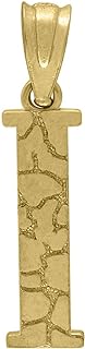 Personalized 10k Yellow Gold Nugget Initial 'I' Charm Pendant - Other Clasp Type, Ideal for Women, Unique Monogram Design Without Gemstone
