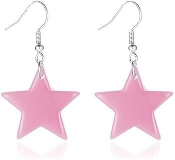 Colorful Big Star Dangle Earrings for Women Cute Geometric Candy Color Pentagram Drop Earrings Party Jewelry Gift for Girls