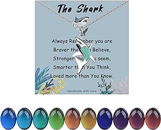 Lobster Clasp Shark Pendant Necklace - Color Changing Ocean Design in Durable Stainless Steel - Cable Chain for Women & Girls Who Love Sea Animals