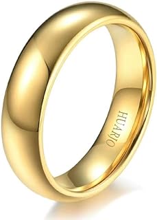 2mm 4mm 6mm 8mm 18K Gold Tungsten Carbide Rings for Women Men Domed Polished Steel/Gold/Rose Gold Wedding Band Comfort Fit Size 5-13