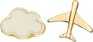 YienDoo Tiny Hippie Stud Earrings Boho Gold Airplane Cloud Stud Earrings Statement Asymmetry Plane Cloud Earrings Unique Minimalist Aircraft Earrings Jewelry for Women and Girls