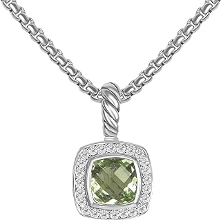 Designer Cubic Zirconia Pendant Necklace with Box Chain and Lobster Claw Clasp for Women, Antique Twisted Cable Design