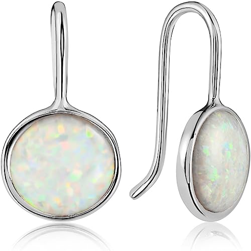 Created Opal or Pearl Drop Dangle Earrings for Women - 14K Gold Plated or 925 Sterling Silver Plated - Hypoallergenic, Safe for Sensitive Ears