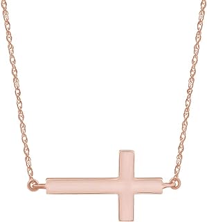 Jewel Zone US 10k Solid Gold Or 925 Sterling Silver Off Centered Sideways Cross Necklace Pendant