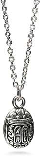 Egyptian Scarab Pendant Necklace - Mini - Antique Silver Plated