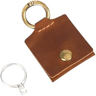 Leather Coin Wedding Ring Holder Keychain with Button Closure for Active Lifestyles - Compact Travel Jewelry Pouch