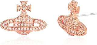 Saturn-Stud Earrings with Cubic Zirconia Inlays, Copper Push-Back Design for Women | Planet-Shaped Aesthetic Jewelry