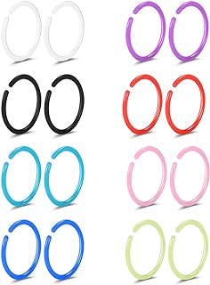 Nose Ear Rings Hoop Nose Studs Screws Nostril Nose Piercing Jewelry Cartilage Piercing Jewelry for Women Men, Plastic, no gemstone