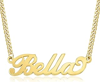 18K Gold Customized Name Pendant Necklace with Spring Ring Clasp and Cuban Chain, Ideal Gift for Women, Girls, and Moms