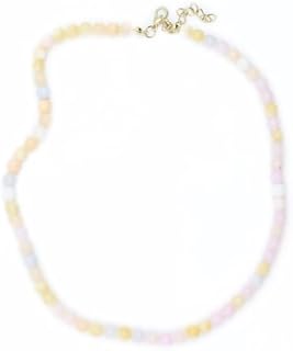 Gemstone Bead Necklace for Women Colorful Beads Choker Necklace Rose Quartz Crystal Bead Necklace Boho Beaded Necklace Natural Stone Bead Necklace Birthday Gifts