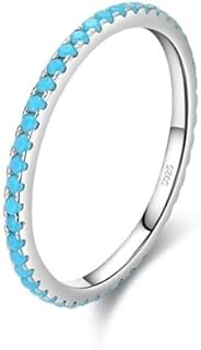 Exquisite Sterling Silver Turquoise Engagement Ring for Women with Round Brilliant Cut Design