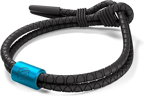 FlexTech Adjustable Silicone Beaded Rope Bracelet with Aluminum Accent for Men - Modern Minimalist Design