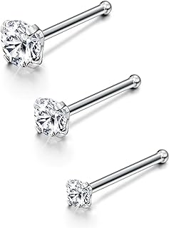Jstyle 20G Stainless Steel Nose Rings Studs Piercing Body Jewelry 1.5mm 2mm 3mm