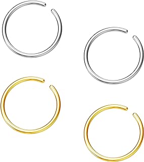 Hoop Cartilage Earring Fake Earrings Nose Rings Septum Nose Ring Stainless Steel for Women Men Girls