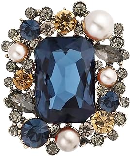 Rhinestone Brooch Pin for Women Girls Vintage Antique Rectangle Crystal Pearl Boho Victorian Style Classic for Party Dance Wedding Banque Brooches Lapel Pins Elegant Christmas Festival Ornament Jewelry Gift