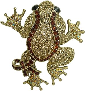 TTjewelry New Unique Black Eyed Frog Rhinestone Crystal Brooch Pin Vintage Animal Jewelry
