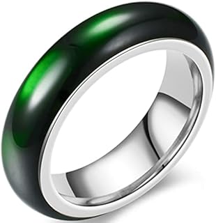 6mm Stainless Steel Green Acrylic Resin Imitation Jade Wedding Band Ring