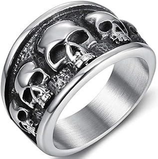 Jude Jewelers Retro Vintage Stainless Steel Gothic Death Skull Skeleton Cocktail Party Biker Statement Halloween Ring