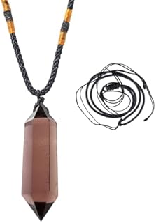 Runyangshi Smoky Quartz Crystal Necklace in Natural Stone with Double-Pointed Pendant for Spiritual Wellness and Healing, Chakra-Reiki Design