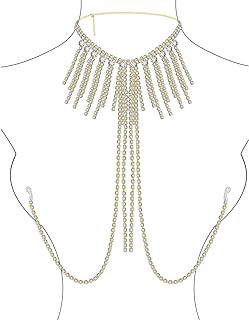 Gold-Plated Copper Chain Nipple Piercing with Choker and Rhinestone Accents for Women: Elegant No-Gem Fake Nipple Jewelry