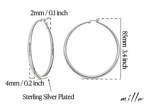 14K Gold Hoop Earrings For Women, Silver Hoop Earrings & Rose Gold Earrings with Graduated Curvature