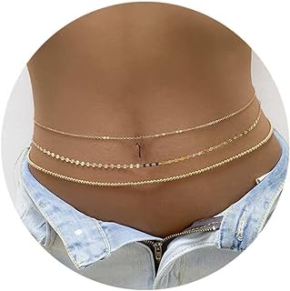 Body Chains for Waist Minimalist Belly Chains 14k Gold Plated Waist Chains for Women Multilayer Evil Eye Disc Snake Chains Summer Beach Body Chain Adjustable