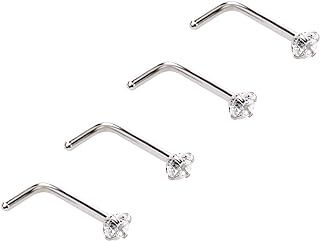 4Pcs Nose Rings 20G Nose Screw Studs Surgical Steel Piercing Jewelry