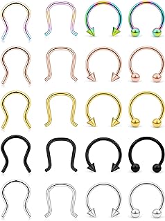 Surgical Steel U-Shaped Nose Ring by SCERRING - Versatile Septum Piercing Retainer Set, Frequent Use, 20 Pieces - Ideal Gift for Piercing Enthusiasts - Hypoallergenic & Nickel-Free Material