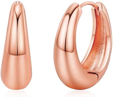 Charming 14K Gold Plated Women's Teardrop Hoop Earrings with Secure Lever Back - Hypoallergenic Brass in Rose, White and Yellow Gold Variants