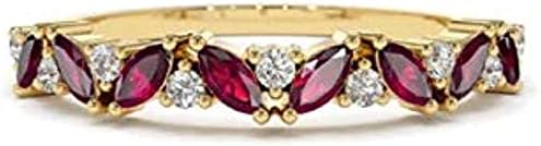 Marquise Cut Created Red Ruby Engagement Wedding Promise Ring For Women's 14K Yellow Gold Plated 925 Sterling Silver