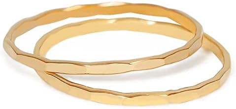 14K Gold Filled & 925 Sterling Silver Stackable Rings, Thin Dainty Design, Sizes 4-9, Perfect for Women, No Gemstone