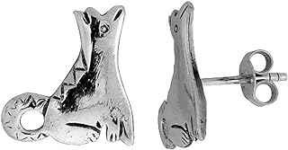 Unique Sterling Silver Howling Wolf Stud Earrings with Reliable Push-Back Design