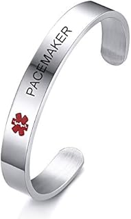 XUANPAI Medical Alert Bracelet for Women Men, Personalized Custom ID Bracelet, Name Phone Engraved Bracelet, Adjustable Stainless Steel Bangle Cuff Bracelet