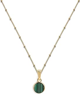 Gemstone Charm Necklace - Pendant Necklace with Gold Vermeil or Sterling Silver Chain 20-22" - Fine Jewelry Pendant Necklace for Women - Pearl, Topaz, Malachite Style Options