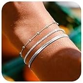 Layered Bracelets Bracelets Set for Women 14K Gold Plated/Silver Dainty Link Chain Bracelet Stackable Jewelry Gifts for Girls