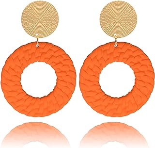 Chic Zinc & Blue Acrylic Boho Earrings with Geometric Braided Drop Design and French Wire Backing for Women