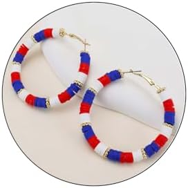 Patriotic 4th of July Cubic Zirconia-Adorned Hoop Earrings for Women in Zinc with Hinged Hoop Back Finding
