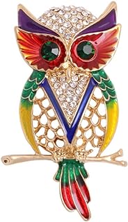 Gleaming Vintage Owl Brooch with Sturdy Alloy Pin, Stylish Gemstone-Adorned Design for Women, Hat & Clothing Accessories