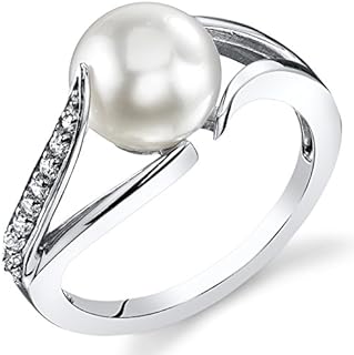 925 Sterling Silver Solitaire Ring with 7mm Freshwater White Pearl for Women, Elegant Round Button Design, Comfort Fit Sizes 5-9